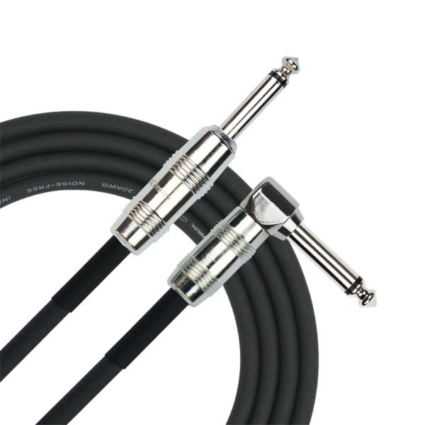 Kirlin KIPC202PN-20 Original Guitar Cable Right Angle Black 6m (20ft) at Anthony's Music - Retail, Music Lesson & Repair NSW 
