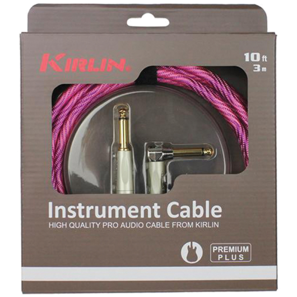 Kirlin KIWB202WPP-20 Premium Plus Wave Pink Right Angle Guitar Cable 6m (20ft) at Anthony's Music - Retail, Music Lesson & Repair NSW 