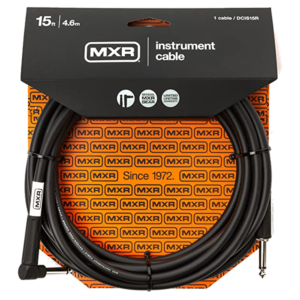 MXR DCIS20R Noiseless Instrument Cable Black Right Angle 6m (20ft) at Anthony's Music - Retail, Music Lesson & Repair NSW