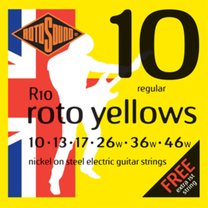 Rotosound R10 Roto Yellows Regular Electric Guitar Strings 10-46 at Anthony's Music - Retail, Music Lesson & Repair NSW