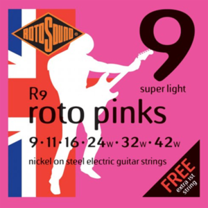 Rotosound R9 Roto Pinks Super Light Electric Guitar Strings 9-42 at Anthony's Music - Retail, Music Lesson & Repair NSW