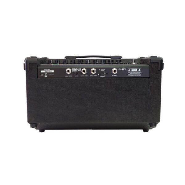 Strauss SBA-20FX-BLK Street Box 20W Rechargeable DC Busking Amp With EFX at Anthony's Music - Retail, Music Lesson & Repair NSW 