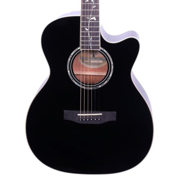 Timberidge TRFC-1T-BLK ‘1 Series’ Solid Spruce Top Acoustic Guitar w/ Pickup ‘Tree of Life’ Inlay (Black Gloss) at Anthony's Music - Retail, Music Lesson & Repair NSW