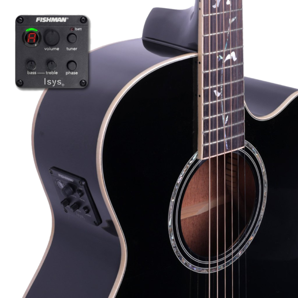 Timberidge TRFC-1T-BLK ‘1 Series’ Solid Spruce Top Acoustic Guitar w/ Pickup ‘Tree of Life’ Inlay (Black Gloss) at Anthony's Music - Retail, Music Lesson & Repair NSW