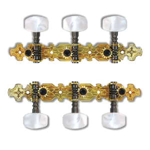 Valencia 591 35mm Gold Plated Pearloid Buttons 3 a Side at Anthony's Music - Retail, Music Lesson & Repair NSW