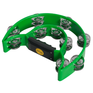Mano TMP13G Percussion Half Moon Tambourine Green at Anthony's Music Retail, Music Lesson & Repair NSW 