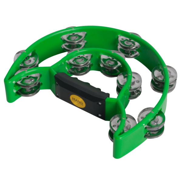 Mano TMP13G Percussion Half Moon Tambourine Green at Anthony's Music Retail, Music Lesson & Repair NSW 