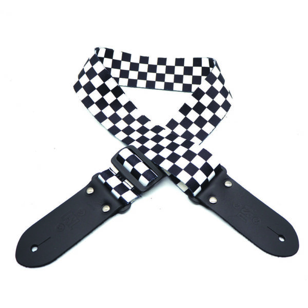 DSL DP20-CHECK-WHITE Guitar Strap Checkered White at Anthony's Music - Retail, Music Lesson & Repair NSW 