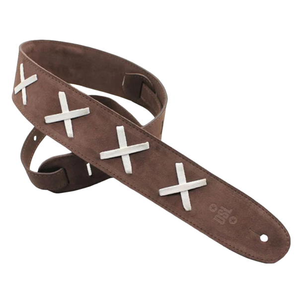 DSL DG25-BROWN Cross Brown Leather Guitar Strap 2.5″ at Anthony's Music - Retail, Music Lesson & Repair NSW 