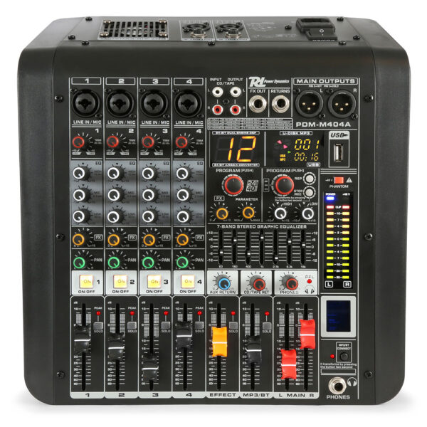 Power Dynamics PDM-M404A 4 Channel Powered Mixer 400W at Anthony's Music - Retail, Music Lesson & Repair NSW
