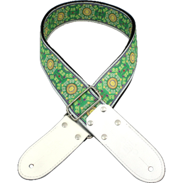 DSL Jacquard JAC20-SAL-GREEN Green/White Weave Strap at Anthony's Music Retail, Music Lesson & Repair NSW