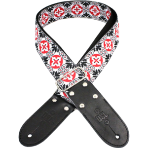 JAC20-NOD-RED DSL Jacquard Red White Weave Guitar Strap at Anthony's Music Retail, Music Lesson & Repair NSW